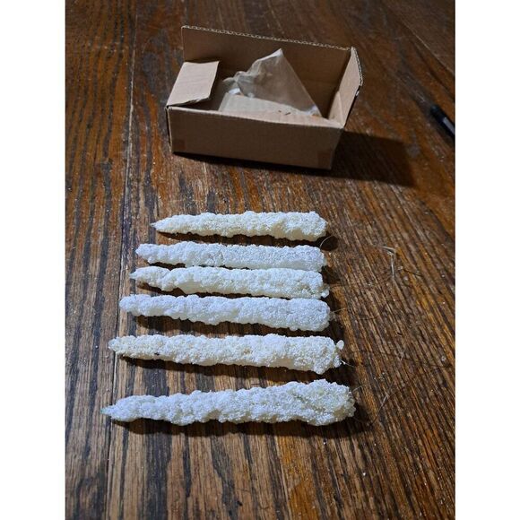 Set 6 Off White Cream Ivory Icicle Christmas Holiday Tree Ornaments - Picture 3 of 4